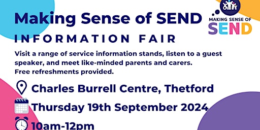 Imagem principal do evento Making Sense of SEND - 19 September - Charles Burrell Centre, Thetford