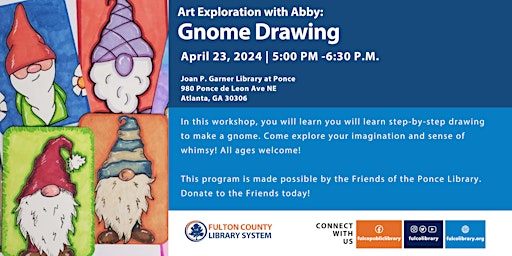 Imagem principal do evento Art Exploration with Abby: Gnome Drawing