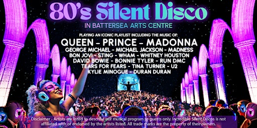 Image principale de 80s Silent Disco in Battersea Arts Centre!