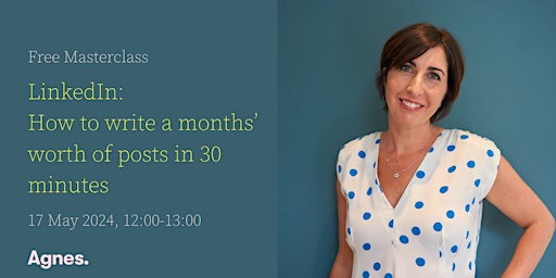 Imagem principal do evento FREE: how to write a months' worth of posts in 30 mins