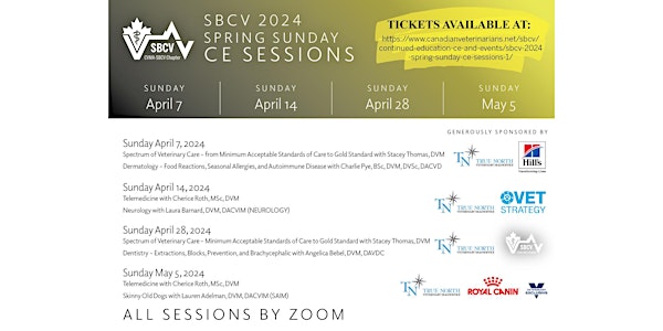 SBCV 2024 Spring Sunday CE Sessions ONLINE in Real Time