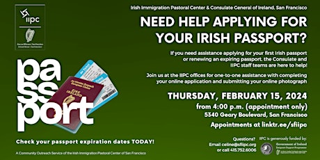 Irish Passport Clinic - Thursday, February 15, 2024 primary image
