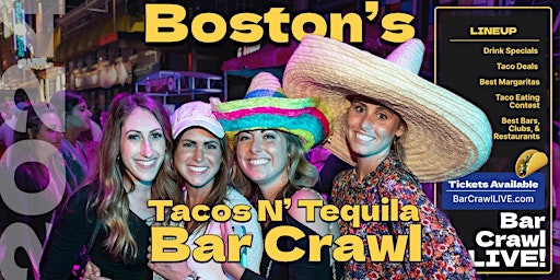 2024 Official Tacos N Tequila Bar Crawl Boston Cinco De Mayo Bar Crawl LIVE  primärbild