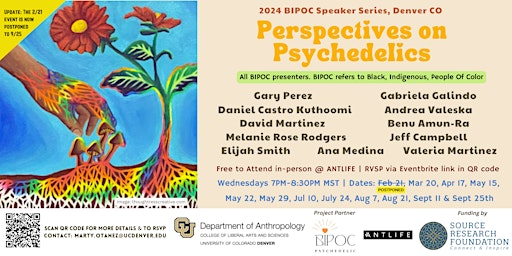 Imagem principal do evento 2/21/24 :: BIPOC Speaker Series - Perspectives on Psychedelics in Colorado