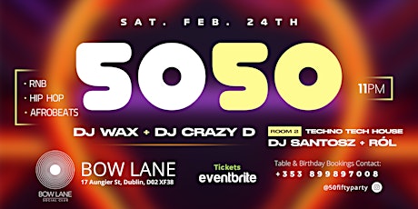 50/50 -  RnB/HipHop  at Bow Lane Social. primary image