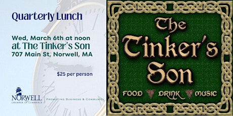 Imagem principal do evento Quarterly Lunch at The Tinker's Son