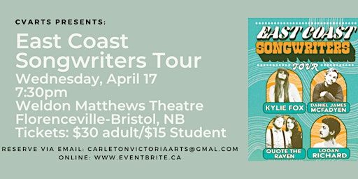 Image principale de CVArts Presents: East Coast Songwriters Tour