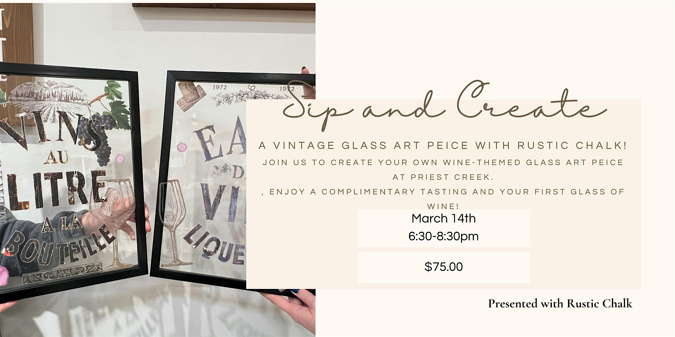 Sip & Create Wine Inspired Art with Rustic Chalk