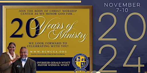 Hauptbild für Body of Christ Worship Center 20th Church Anniversary Gala