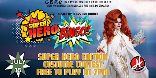 Imagem principal do evento Super Hero Drag Bingo @ Hanovers Pflugerville
