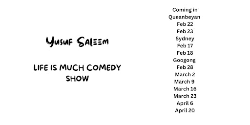 Yusuf Saleem  LIFE IS MUCH!- On Tour! Comedy Show! Number One Book Seller! primary image