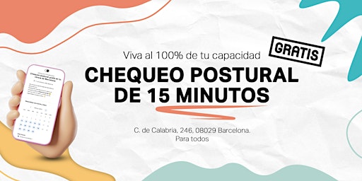 Image principale de Revisión postural GRATIS de 15 minutos en nuestra Clínica de Barcelona