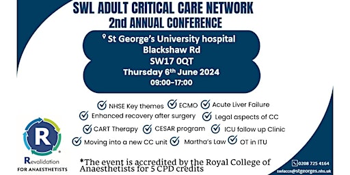 Primaire afbeelding van South West London Critical Care Network Annual Conference 2024