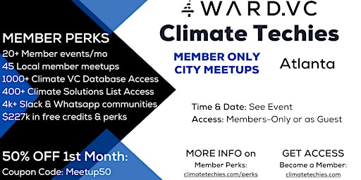Primaire afbeelding van Climate Techies Atlanta Monthly Member Sustainability & Networking Meetup