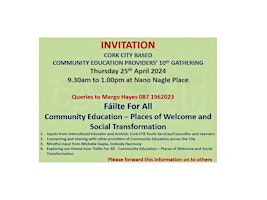 Image principale de Gathering of Cork City Community Education Providers 25th April 2024