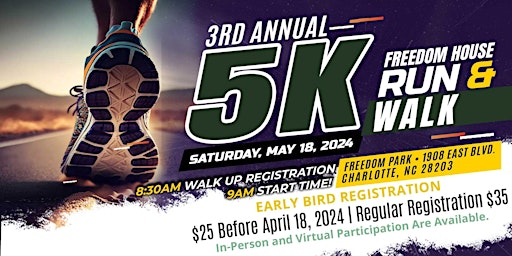 Primaire afbeelding van FREEDOM HOUSE 3RD ANNUAL 5K