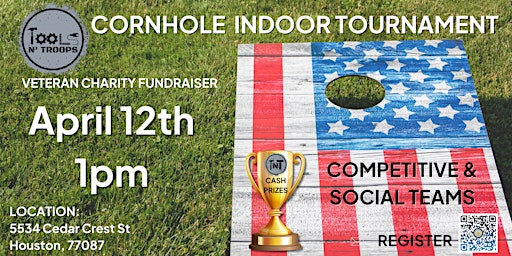 Primaire afbeelding van Indoor Cornhole Tournament - Veteran Charity Fundraiser