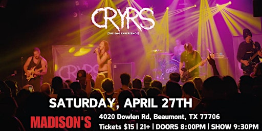 Immagine principale di EMO Night @ Madison's featuring CRYRS - April 27th 