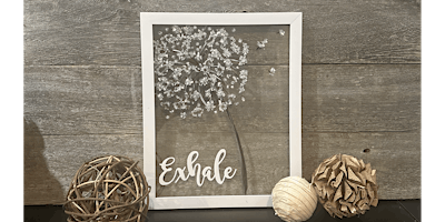 “Exhale” Crushed Glass Wishing Flower in Frame Paint Sip Art Class primary image