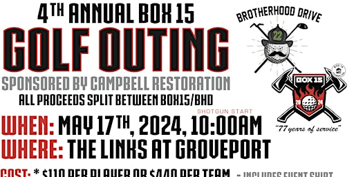 Imagem principal do evento Box 15 / Brotherhood Drive Golf Outing - 4th Annual - Campbell Restoration