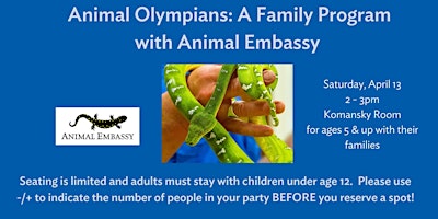 Animal Olympians:  A Family Program with Animal Embassy primary image