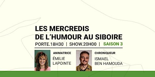 Imagem principal do evento Les Mercredis de l’Humour au Siboire | 8 Mai 2024