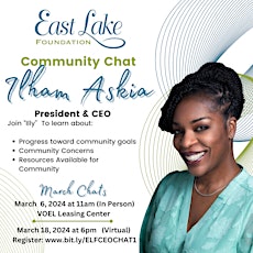 Primaire afbeelding van East Lake  CEO Chat with Ilham Askia (Virtual)