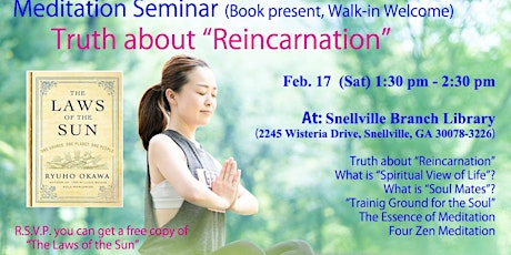 Primaire afbeelding van Meditation Seminar " Truth about Reincarnation" Feb 17 (Sat)