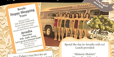 Resale Happy Shopping Tour -Arcadia  Feb. 29th-A treasure hunt tour! $54 primary image