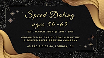 Primaire afbeelding van SPEED DATING EVENT (ages 50 to 65) - ALL TICKETS SOLD OUT