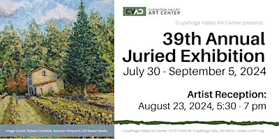 Hauptbild für Artist Reception: 39th Annual Juried Exhibition