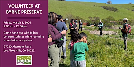 College Students - Volunteer Outdoors in Los Altos Hills at Byrne Preserve primary image