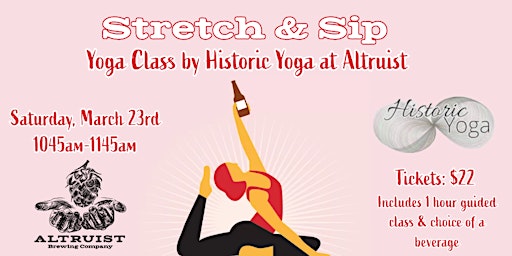 Imagem principal do evento Sip & Stretch - Taproom Yoga at Altruist!