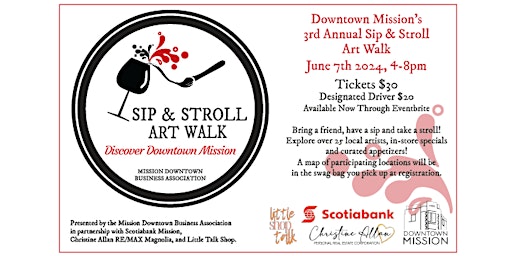 Imagem principal do evento 2024 Sip & Stroll Art Walk