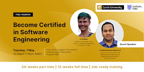 Webinar - Curtin Software Engineering Info Session: May 7, 12:30pm