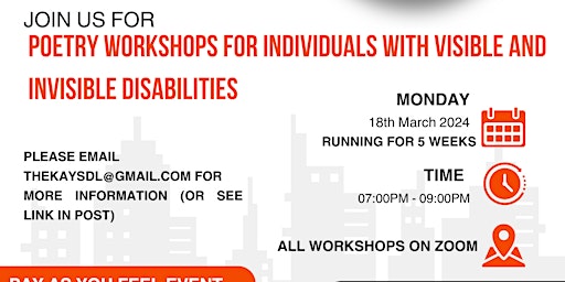 Poetry Workshops for Individuals with Visible and Invisible Disabilities primary image