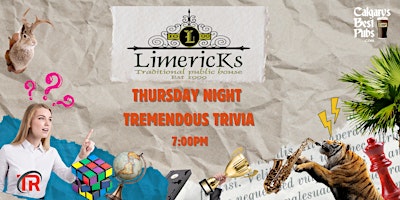 Imagem principal do evento Calgary Limericks Traditional Public House Thursday Night Trivia