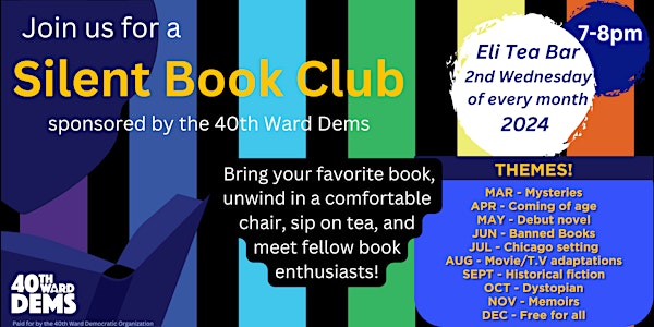 Silent Book Club - Eli Tea Bar- Sponsored By 40th Ward Dems
