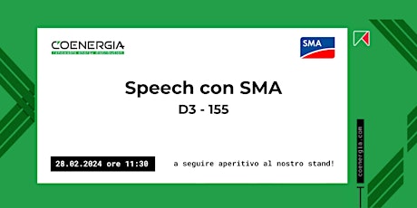 Speech SMA in fiera a KEY 2024 - 28.02.24 ore 11:30 -  D3 Stand 155 primary image