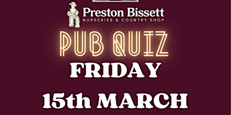 PUB QUIZ AT THE TIPI FRIDAY 15th MARCH 2024, 7pm-10.30pm primary image