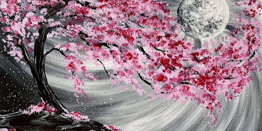 Moonlit Cherry Blossom River - Paint and Sip by Classpop!™  primärbild