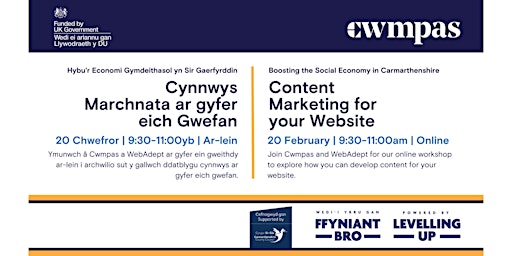 Primaire afbeelding van Content Marketing for your Website | Cynnwys Marchnata ar gyfer eich Gwefan