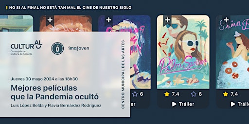 Image principale de MEJORES PELÍS QUE LA PANDEMIA OCULTÓ Imajoven(VISUALCBARRIS)Charla