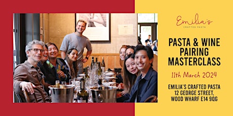 Pasta & Wine Pairing Masterclass - 11th March 2024 primary image