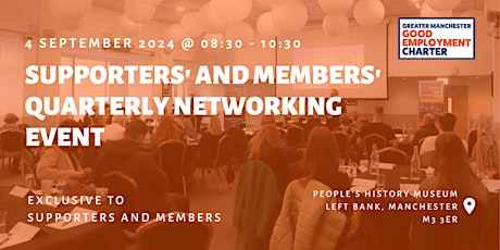 Supporters' and Members' Quarterly Networking Event - 4 September 2024