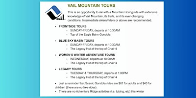 Primaire afbeelding van Vail Mountain Tours This Winter