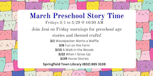 Primaire afbeelding van March Preschool Story Time