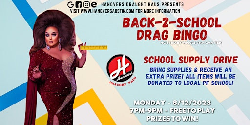 Imagen principal de Back-2-School Supply Drive Drag Bingo @ Hanovers Pflugerville