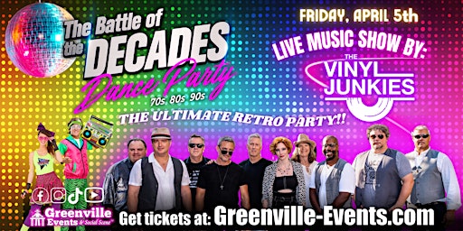 Immagine principale di The Battle of the Decades Dance Party 70s, 80s & 90s —LIVE BAND! 