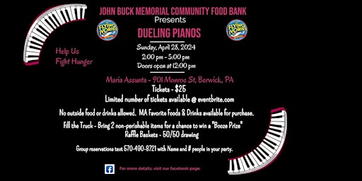 Primaire afbeelding van John Buck Food Bank - Flying lvories / Dueling Pianos Fighting Hunger